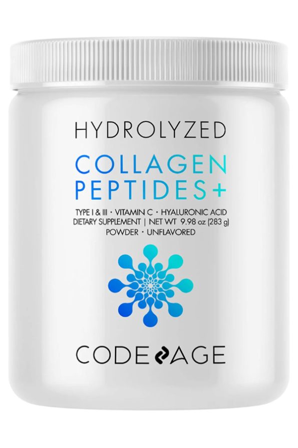 Every aspect of this collagen product is aimed at improving skin tone, moisturization, and elasticity, which leads to fewer wrinkles and more youthful-looking skin. Codeage Collagen Peptides+ has hyaluronic acid, vitamin C, types I and III collagen, as well as 20 grams of collagen.