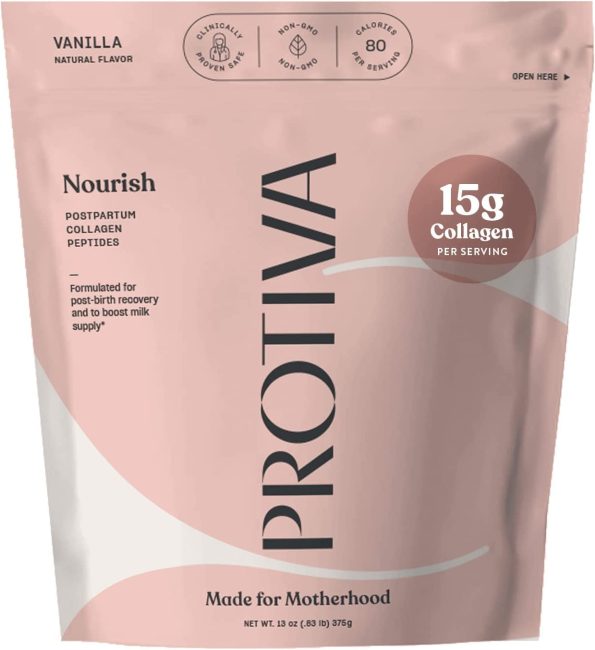 Protiva Nourish Postpartum Collagen Powder for Women is specifically designed to support postpartum recovery and provide a range of benefits for new moms