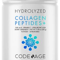 Every aspect of this collagen product is aimed at improving skin tone, moisturization, and elasticity, which leads to fewer wrinkles and more youthful-looking skin. Codeage Collagen Peptides+ has hyaluronic acid, vitamin C, types I and III collagen, as well as 20 grams of collagen.